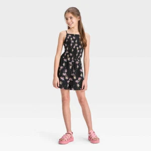 Black Art Class Girls Smocked Woven Romper Size S - Picture 1 of 2