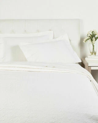 Sferra Emina White Queen Coverlet Sham Set 3PC Blanket Cover Matelasse Italy NEW - Image 1 of 4