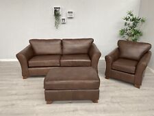 M&S ABBEY Leather Large 3 Seater Sofa, 2 x Armchairs + Footstool - RRP £5,596