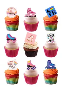 30 Stand Up Roller Skating Skate Wafer Paper Edible Cake Cupcake Toppers  - Picture 1 of 2