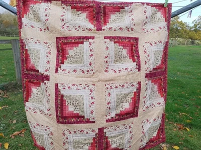 Christmas Patchwork Quilted Tablecloth Throw Hand Made 39" x 39" - Image 1 of 4