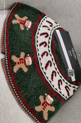 Martha Stewart GINGERBREAD KNIT PRIM RUSTIC CHRISTMAS TREE SKIRT Table 36" NEW - Image 1 of 4