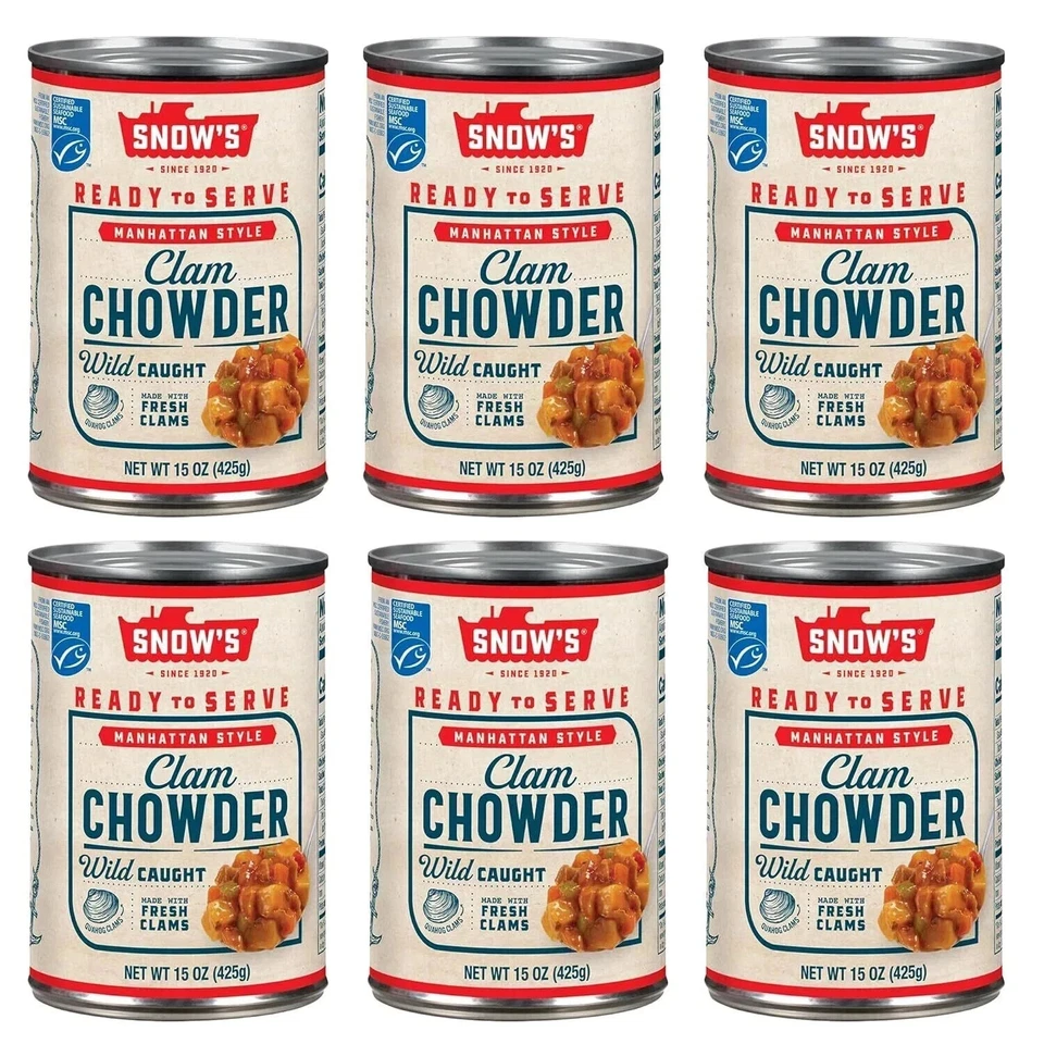 6 Pack Snow's Manhattan Style Clam Chowder, Fresh & Wild Caught, 15 oz FS - Image 1 of 1