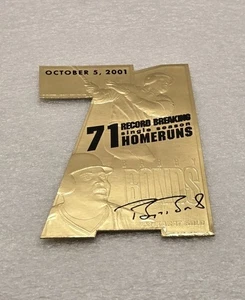 Vintage 2001 Barry Bonds 71 Homeruns 23 Karat Gold Collectors Card #1246 VG - Bild 1 von 14