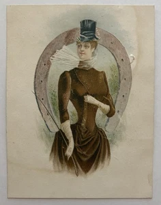 Antike Sammelkarte Löwe Kaffee Woolson Gewürz Toledo OH viktorianische Dame Hufeisen - Bild 1 von 2