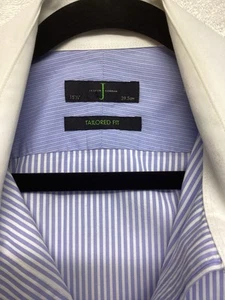 Jasper Conran Designer Blue Striped Long Sleeve Shirt - Double Cuffs Size: 15.5 - Picture 1 of 6