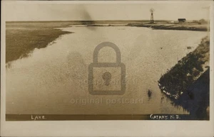 RPPC Cathay, ND Lake 1909 Wells County North Dakota Echtfoto Postkarte - Bild 1 von 5