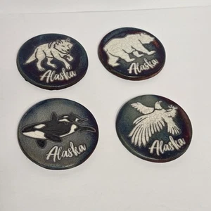 Posavasos de cerámica artística Jeremy Diller 4 Raku firmados águila orca oso lobo Alaska - Imagen 1 de 12