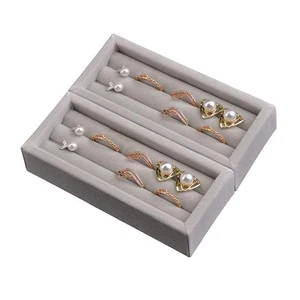 Bandeja de joyería pequeña, organizador de anillos de 2 piezas, bandeja de exhibición de joyas de terciopelo, apilable... - Imagen 1 de 6