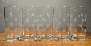 Vintage Anchor Hocking Cut Glass MCM Clear Highball Glasses Cocktail Set of 5 - Picture 1 of 8