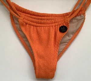 Women’s NWOT Medium Brazilian Coverage Twin Strap Orange Bikini Bottom. - Picture 1 of 8