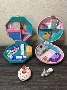 Polly Pocket Pamperin Parfum Spa Donut Pyjama Party Takeaway Donut Charm & Puppe - Bild 1 von 17