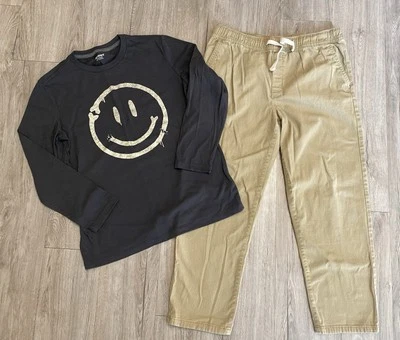 Boys Husky Old Navy Long Sleeve T Shirt Wonder Nation Pants Outfit Large 10-12 - Image 1 of 4