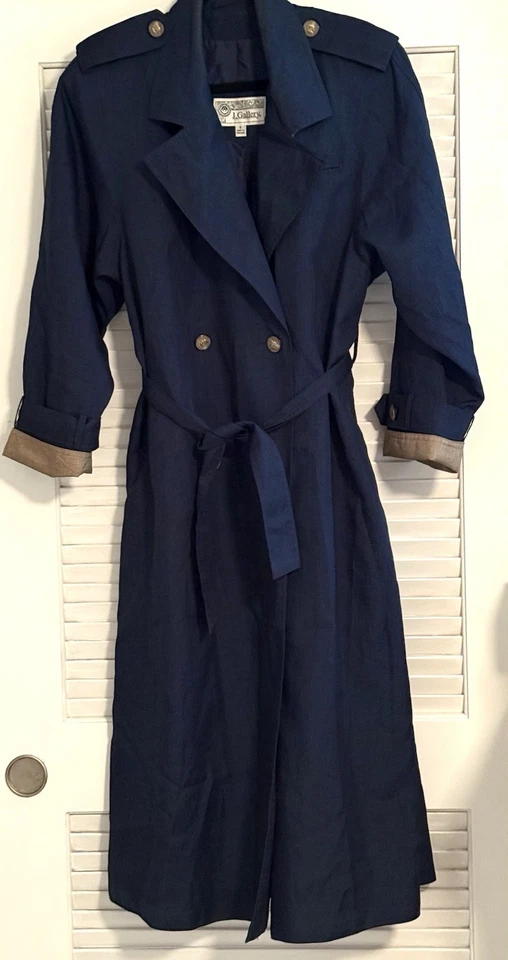 Vintage J.Gallery Woman's Size 6 Navy Rain/Trench Coat Double Breasted-ZZZ - Image 1 of 4