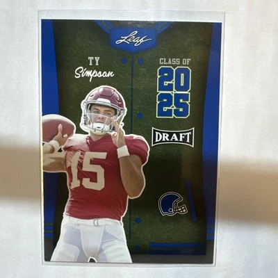 2023 Alabama ROOKIE Ty Simpson Leaf Draft Class of 2025 Blue Rookie Card #85 - Image 1 of 2
