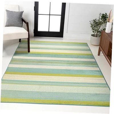  Alfombra de interior Duxbury degradada a rayas verde/azul, 4x6, granja,  Foto 1 de 4