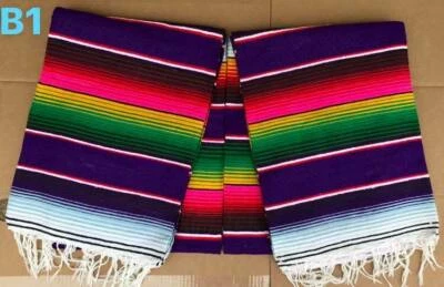 2 5X7  Mexican Zarape Handmade Woven Blanket Throw Yoga Sarape Beach Hot Rod B#3 - Image 1 of 3