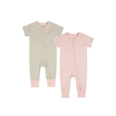 Paquete de 2 pijamas cortos de algodón con cremallera de 2 vías Teach Leanbh para bebés niños niñas... Foto 1 de 4