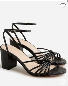 NWB $218 J. Crew Lucie Strappy block Heels in Italian leather Black 12 - Picture 1 of 1