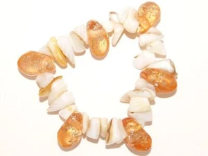 Amber Chunky Bead Natural Shell Elasticated Stretch Bracelet Bangle - Picture 1 of 2