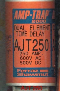 NUEVO FUSIBLE SHAWMUT AMPTRAP AJT250 AJT 250 AMP 600 VOLTIOS (NUEVO EN CAJA) - Imagen 1 de 2
