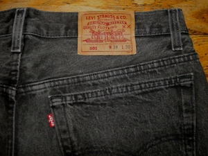 VINTAGE LEVI'S 501 Black Denim Jeans work pant Made in USA Sz 36 X31 - Picture 1 of 12