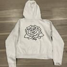 VTG Obey Hoodie Sweatshirt Womens Small Rose Flower White Pullover Chest 19"