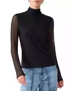 Sanctuary Highlight Of The Night Turtleneck Top Womens XXS Black Embellished L/S - Picture 1 of 16