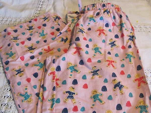 NITE NITE MUNKI MUNKI PJ Sleepwear FLANNEL BOTTOMS PINK Gum Drops Ginger Bread S - Picture 1 of 3