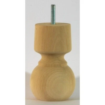 2 LARGE BUN FEET 12.5 cm (5") Ref. E36 TURNED WOODEN FEET,  Sofa Footstool Chair - Image 1 of 2