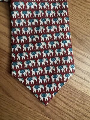 Beaufort Tie Rack Neck Tie 100% Silk Elephants Red 3.5" x 60" NWOT Italian - Image 1 of 4