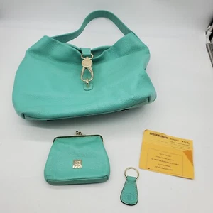 Dooney And Bourke Leather Hobo With Logo Lock And Accessories Coin "Mint" Green - Picture 1 of 11