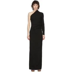 Supriya Lele Black Wool One Shoulder Ruched Dress Gown Black gown - Picture 1 of 16