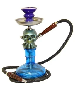 Skull On Hand Hookah 1hose *Blue* - Picture 1 of 1