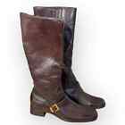 Etienne Aigner IDAHO Brown Leather Riding Boots with Buckle Women's Size 9