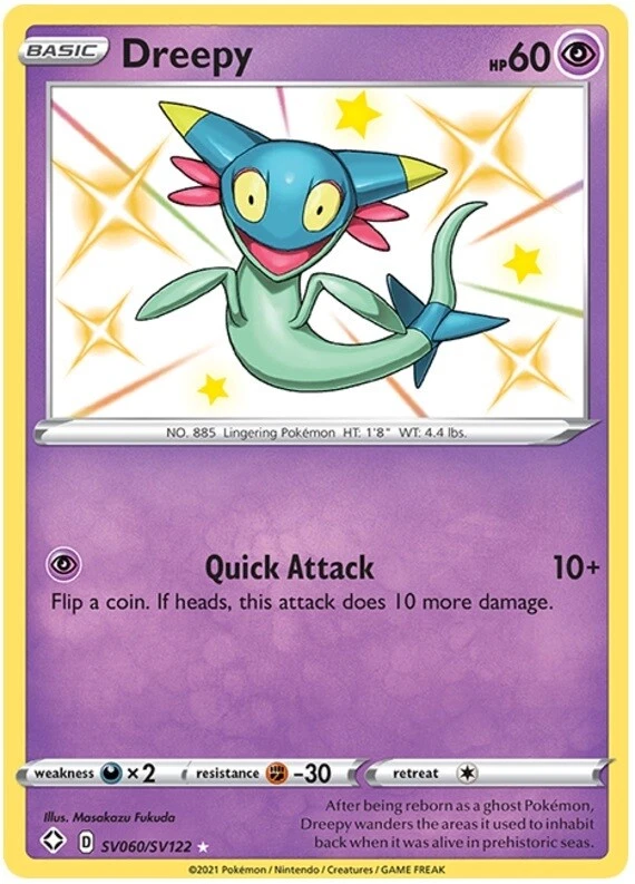 1x Dreepy - SV060/SV122 - Shiny Holo Rare NM-Mint Pokemon SWSH04.5 - Shining Fat - Image 1 of 1