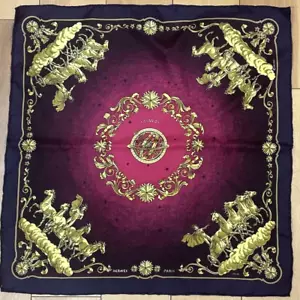 Bufanda de Colección Hermes "COSMOS" 42cm 100% Seda Púrpura-Rojo #4015 - Imagen 1 de 8