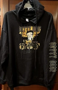 Betty Boop Brisco Sepia Tinted Biker Babes Pullover Hoodie Sweatshirt Size XL - Picture 1 of 3