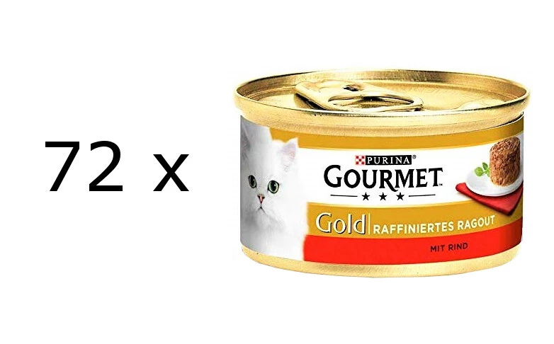 72 x 85 g Gourmet Gold Raffiniertes Ragout (€ 7,67/kg) mit Rind für Katzen - Bild 1 von 1