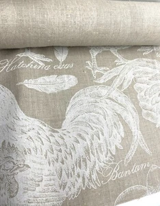 5 metres linen Hens furnishing fabric FREE POSTAGE - Picture 1 of 4