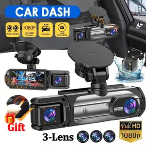3 Channel Car Dash Camera 1080P Triple Screen DVR Cam Recorder G Sensor w/ 64GB - Picture 1 of 13