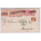 NAPOLI 1858 MISTA 2 + 5 + 10 GRANA N.7d,9a,11 USATI SU BUSTA PER MARSIGLIA CERT