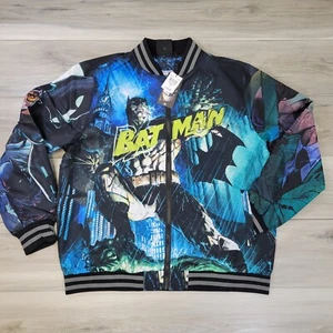 Tango Hotel Batman Jacket Men's L Black Multicolor Arkham Asylum Full Zip New - Picture 1 of 13