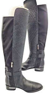 Vince Camuto Pordalia Black Leather Tall Boots Knee High Riding Quilted Sz 6.5 M - Picture 1 of 23