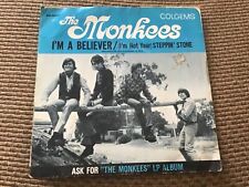 THE MONKEES I M A BELIEVER , I,M NOT YOUR STEPPIN STONE 45 RECORD and SLEEVE VG+