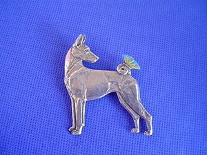 Basenji with Butterfly Pin Pewter #40B Hound dog jewelry by Cindy A. Conter  - Picture 1 of 1