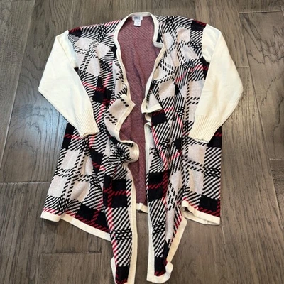 Cárdigan para mujer Monroe and Main frente abierto vacaciones a cuadros suéter grande Foto 1 de 4
