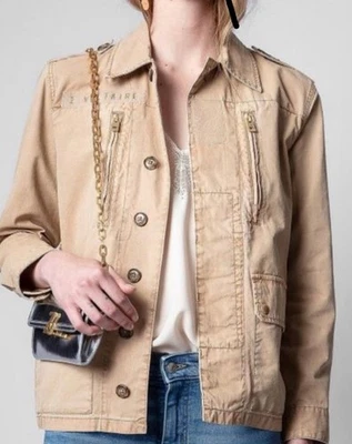 Chaqueta de algodón lavado Zadig & Voltaire "Good Vibes" beige talla grande Foto 1 de 4