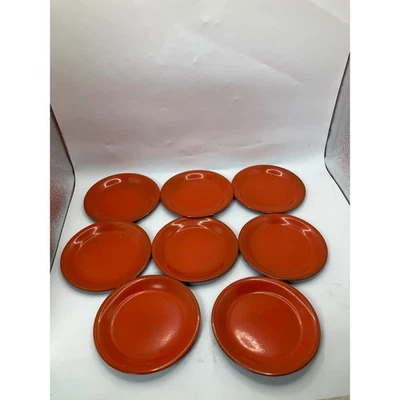Vintage Coast Mfg. Inc. Plates - Set of 7 - Retro Orange Color - Round Saucers - Image 1 of 3