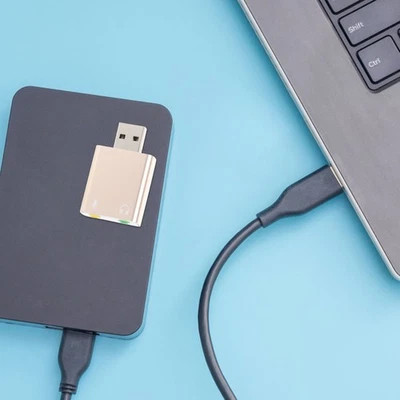  Headphone Jack Aux to USB Externe Soundkarte Audio-Adapter -Audioadapter - Bild 1 von 4